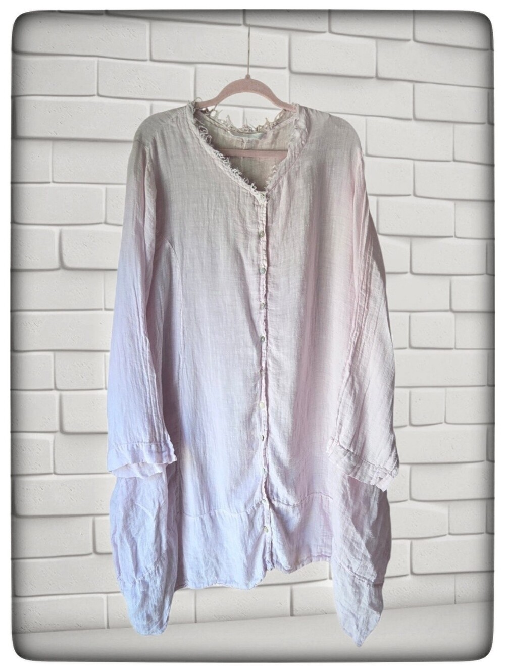 Luna Luz Linen Gauze Tunic, Pale Pink, Pockets, Flowy, Lagenlook